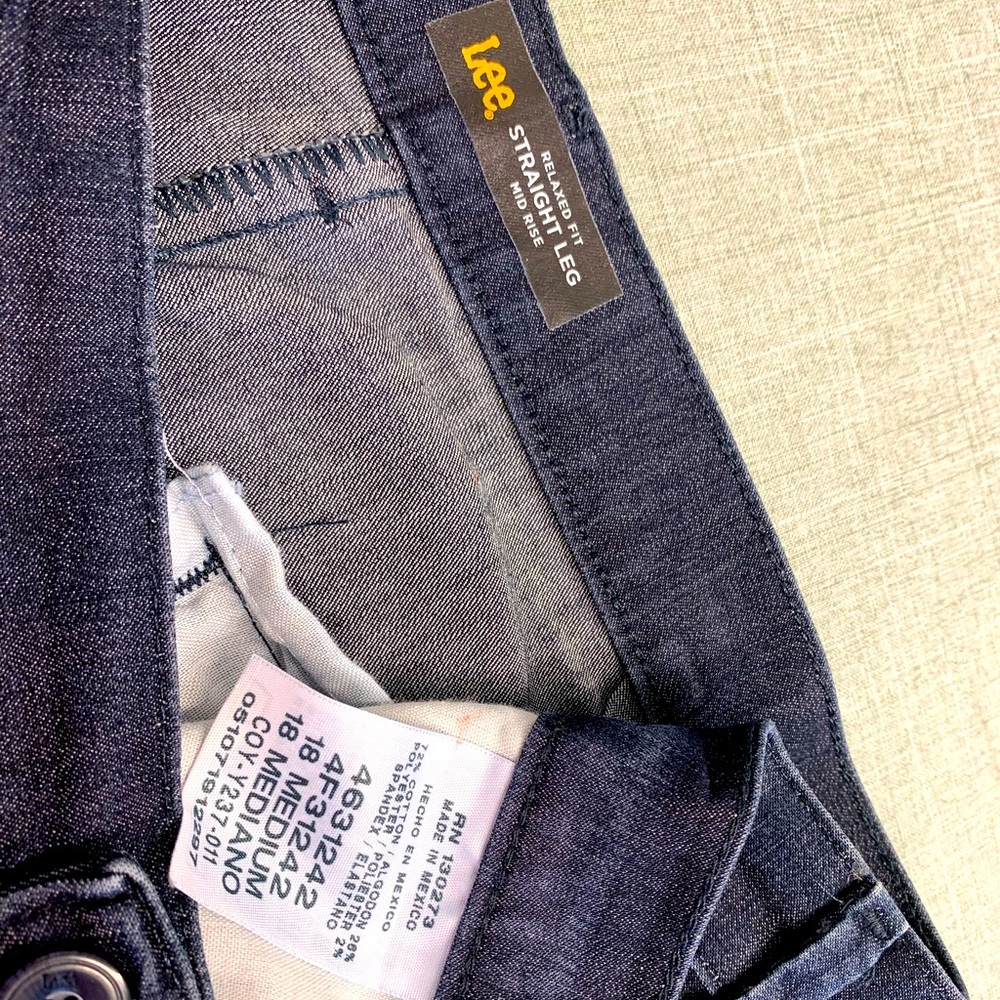 Lee Womens 18 medium relaxed fit straight leg mid rise blue denim trouser jean